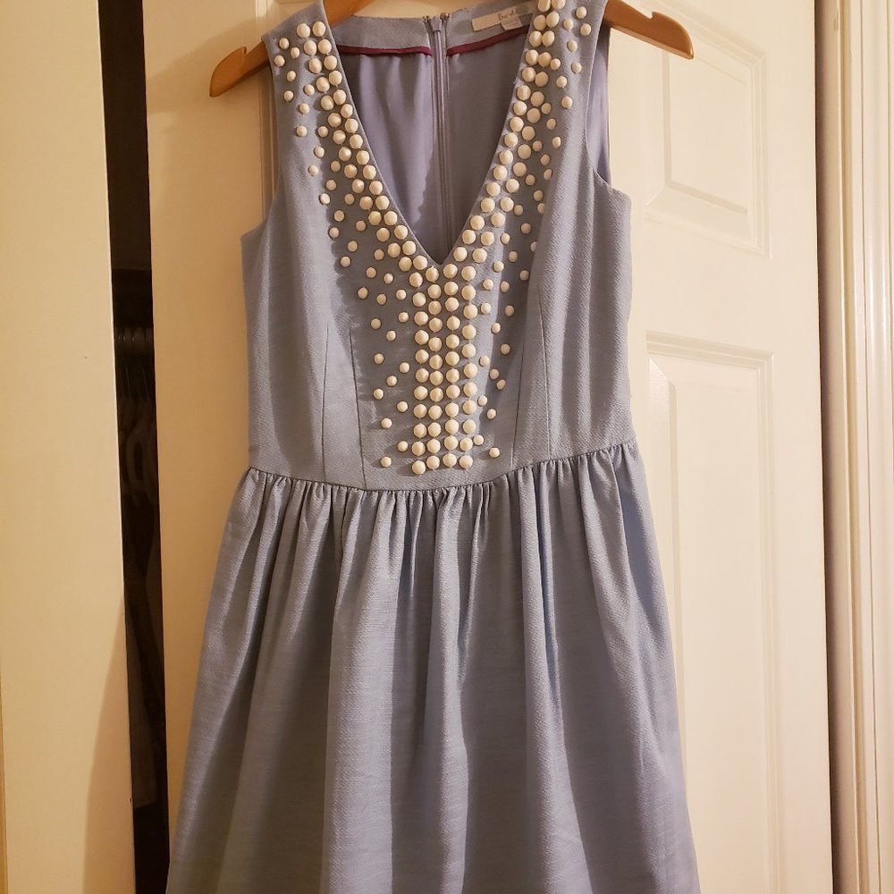 NWOT Boden Beaded Fit and Flare Cotton Textured Dress